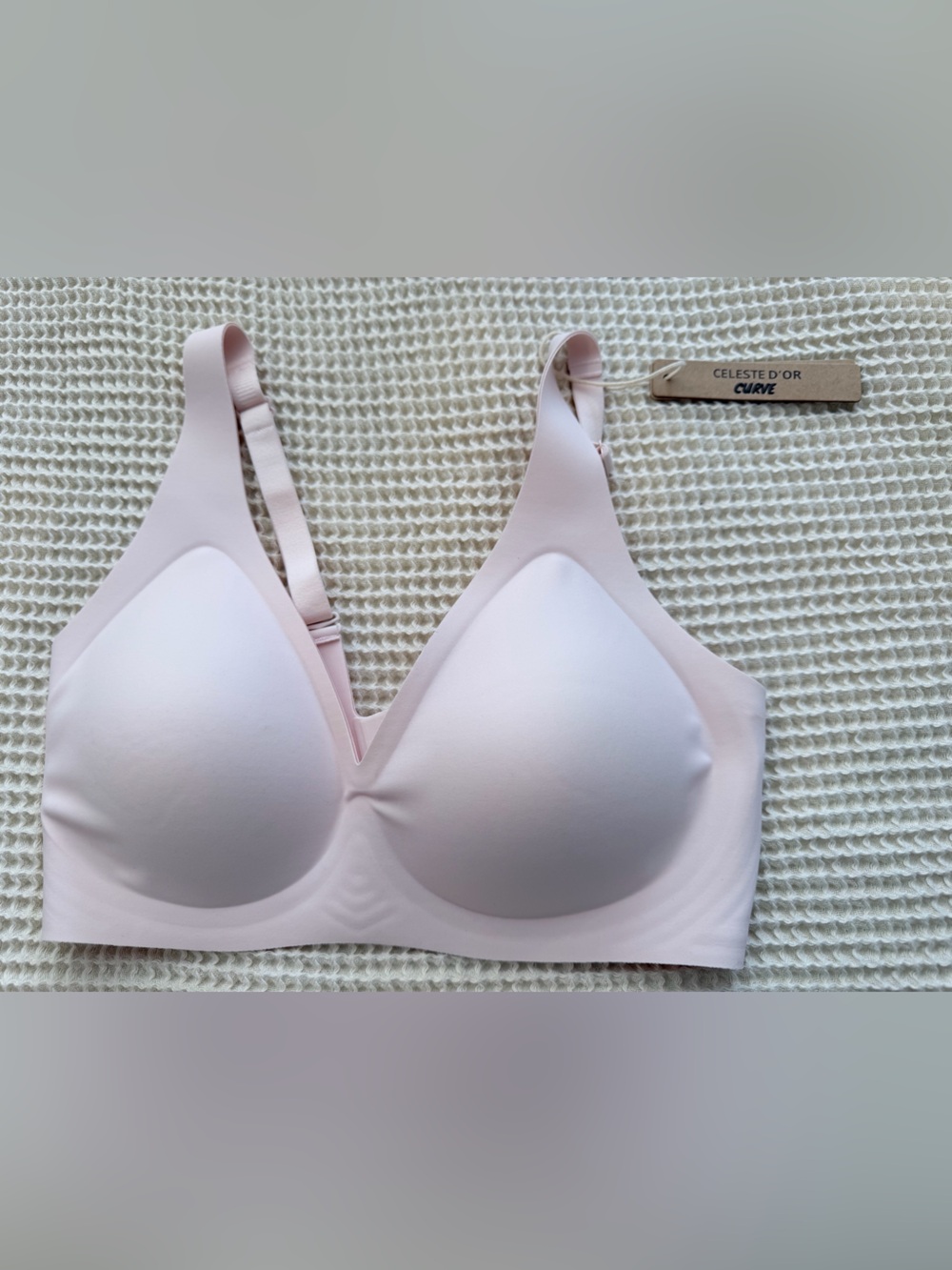 Celeste D’Or Curve Deep V Wireless Jelly Bra Blush Size S NWT